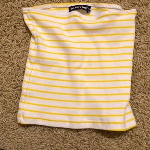 Brandy Melville tube top, yellow and white striped, XS
